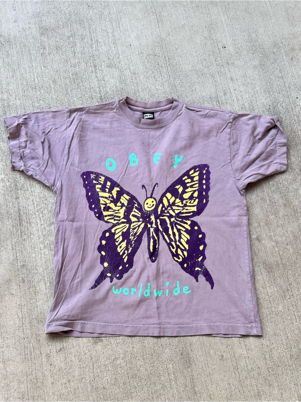 Obey WorldWide Butterfly Purple Men’s T Shirt Size Small